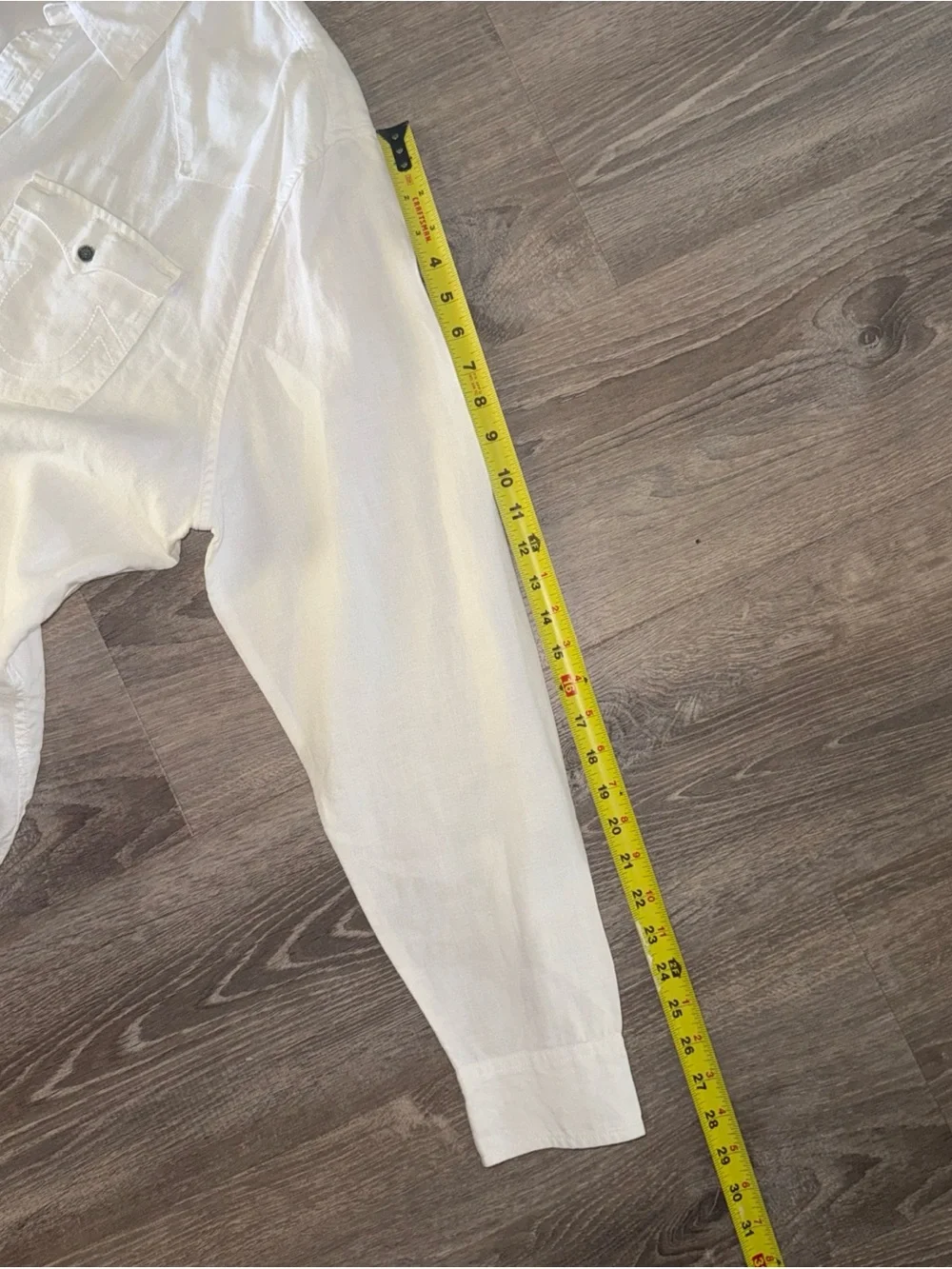 TRUE RELIGION Mens 2XL Slim Button Down 100% Linen Western Yoke Luxury White